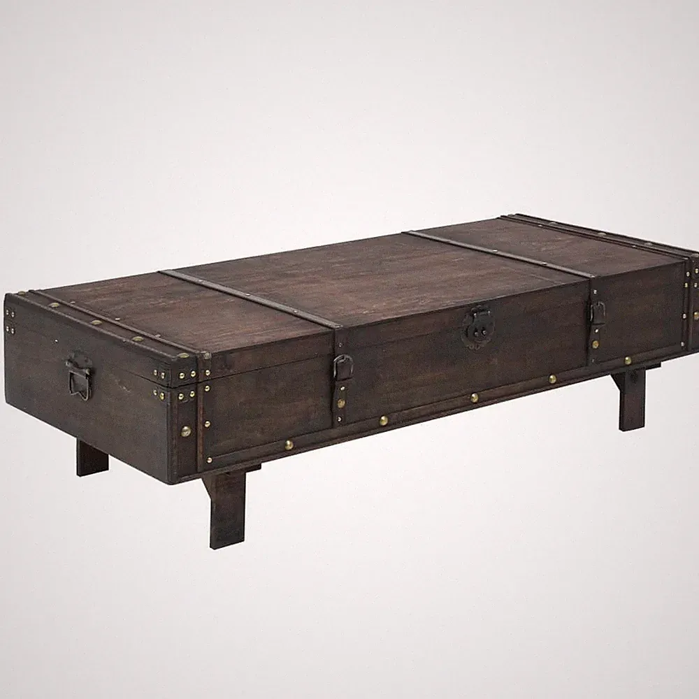 Couchtisch 120x55x35cm Tisch aus Holz Vintage Stil mit Stauraum Braun Design