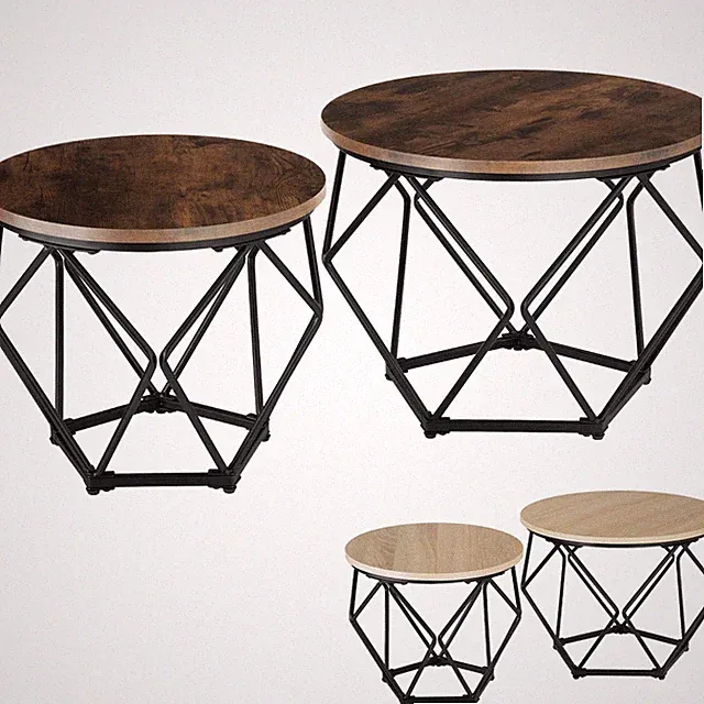 Couchtisch 2er Set Sofatisch Kaffeetisch Wohnzimmer Tisch Holz Metall Industrie