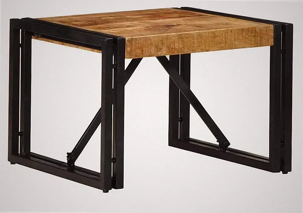 Couchtisch 50x50x35cm Massivholz Mango Holz pulverbeschichtet Eisengestell Tisch