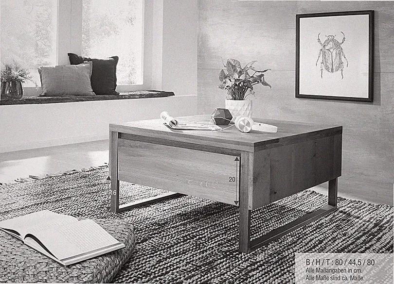 Couchtisch 80x80cm mit SK Akazie gebürstet massiv Holz NEU OVP!!!