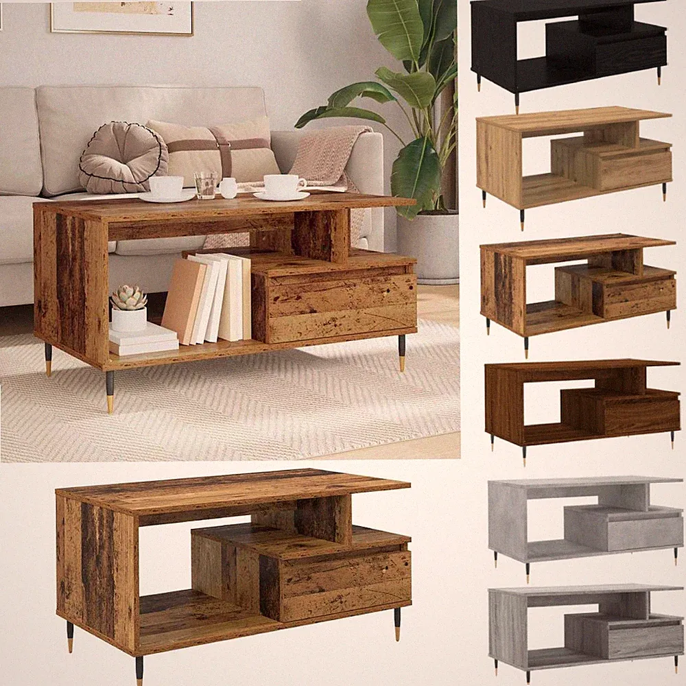 Couchtisch 90x49x45 cm Holz Wohnzimmertisch Kaffeetisch Tisch Beistelltisch