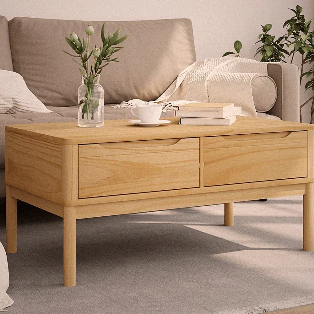 Couchtisch 99x55,5x45 cm Massivholz Kiefer Beistelltisch Wohnzimmertisch Tisch