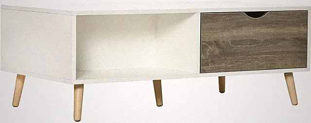 Couchtisch Ablage Schubladen Regale Modern Wohnzimmer Weiß Holzoptik