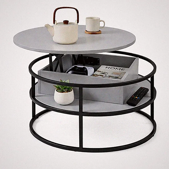 Couchtisch Ablagetisch Beistelltisch Kaffeetisch Sofatisch höhenverstellbar rund