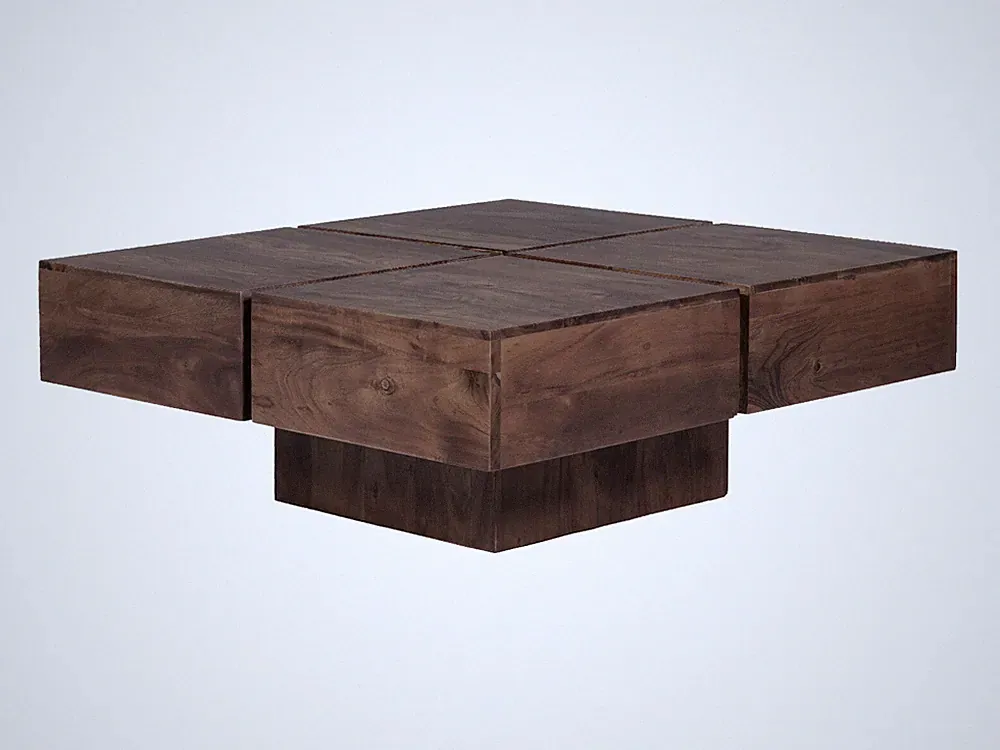 Couchtisch Amberley 80x80 Echtholz braun Sofatisch massiv Holz Tisch Möbel