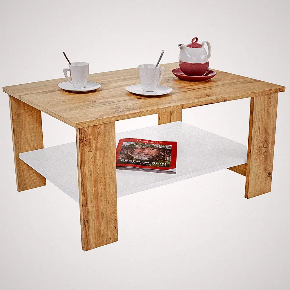 Couchtisch - Artisan Eiche - weiß - 90 cm breit Sofatisch Wohnzimmertisch