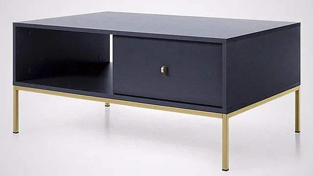Couchtisch Bari 104cm 2 Schubladen Beidseitig Metallgestell Vollauszug Modern