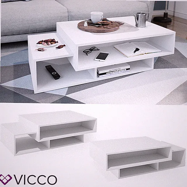 Couchtisch BARI Weiß Sofatisch Kaffeetisch Beistelltisch Ablage Wohnzimmer VICCO