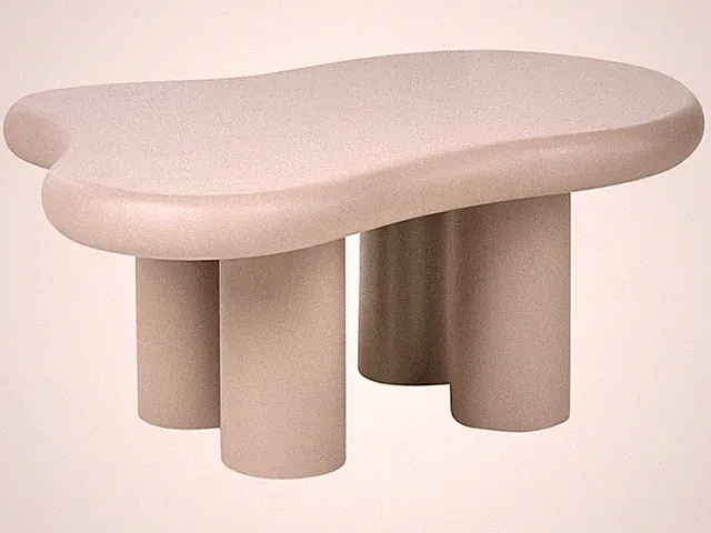 Couchtisch beige taupe asymmetrische Form modern minimalistisch MDF PVC Beine On