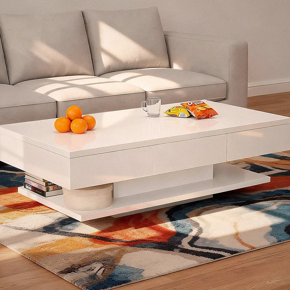 Couchtisch Beistelltisch mit 2 Schublade Wohnzimmertisch Kaffeetisch 100x60x35cm