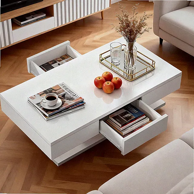 Couchtisch Beistelltisch mit 2 Schubladen Wohnzimmertisch Kaffeetisch Sofatisch