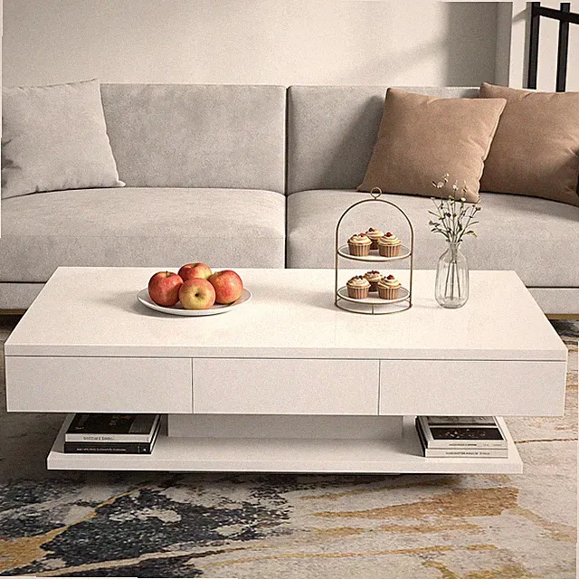 Couchtisch Beistelltisch mit 2 Schubladen Wohnzimmertisch Kaffeetisch Sofatisch