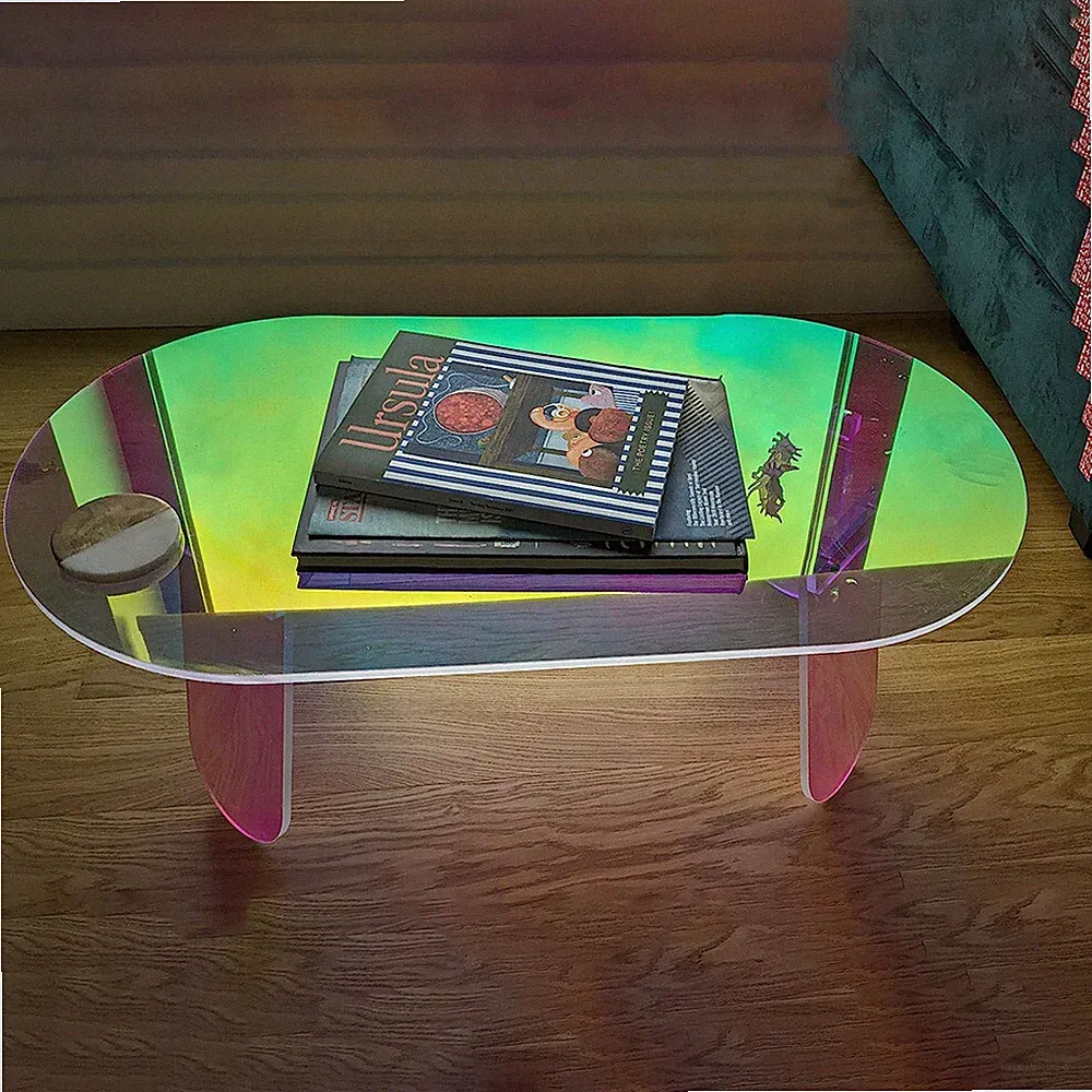 Couchtisch Beistelltisch Sofatisch Bunt Kaffeetisch 95x50x36cm Transparent Acryl