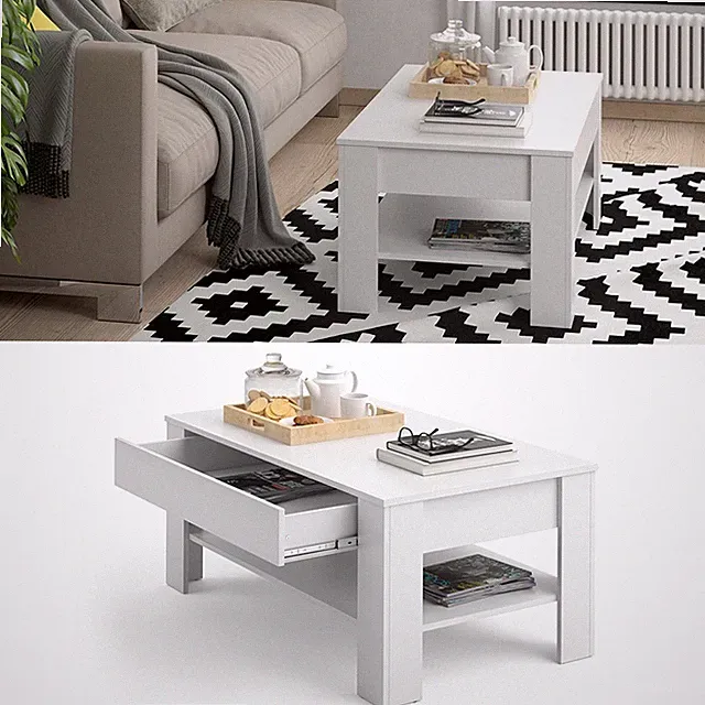 Couchtisch Beistelltisch Sofatisch Kaffeetisch 92,2 x 65 cm Milan Weiß Vicco