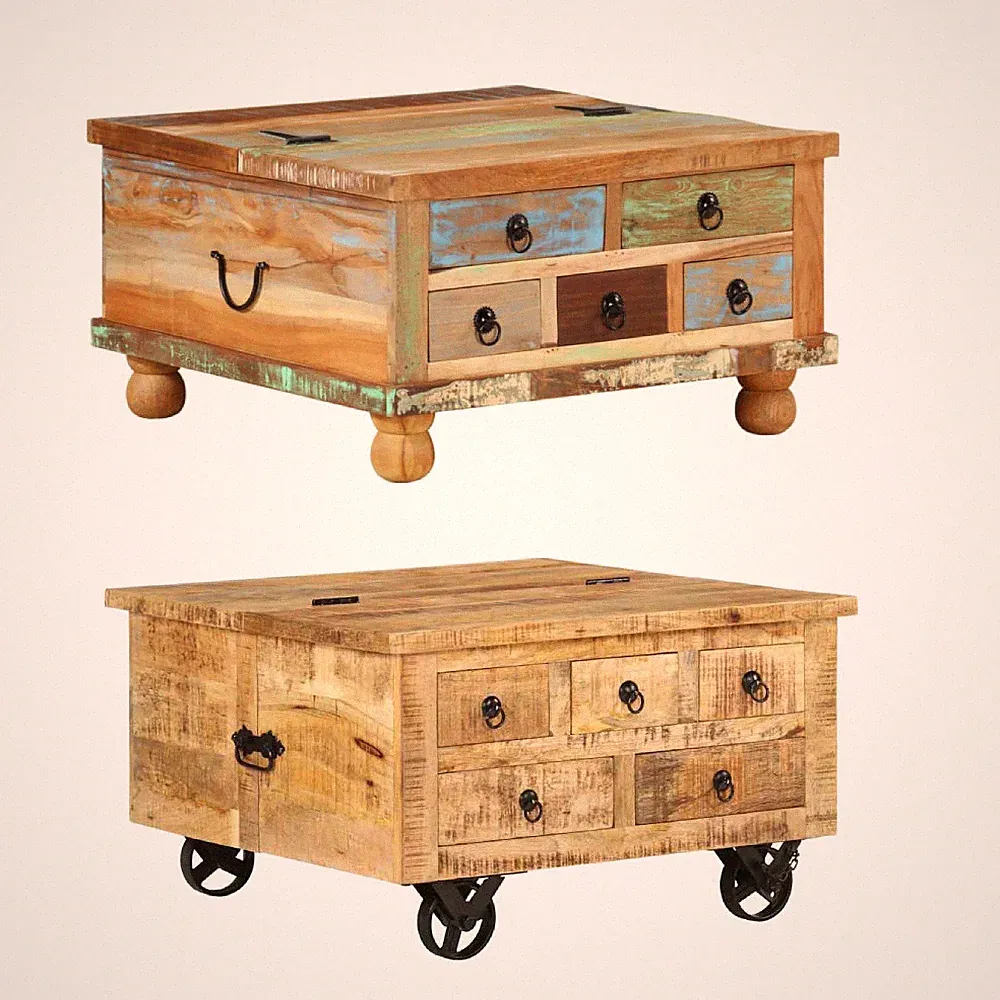 Couchtisch Beistelltisch Sofatisch Kaffeetisch Holztisch Mangoholz 70x70x40 cm