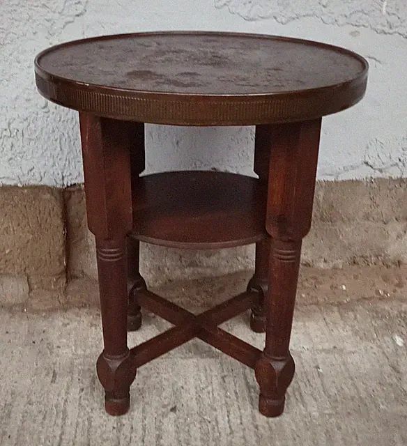 Couchtisch Beistelltisch Tisch 30er Holz Art Deco Messing 20er Bauhaus rund