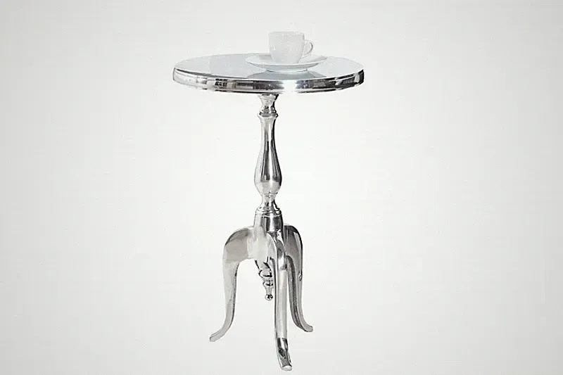 Couchtisch Beistelltisch Tisch ANTIK LOOK BAROCK REPRO RUND SILBER 55cm NEU