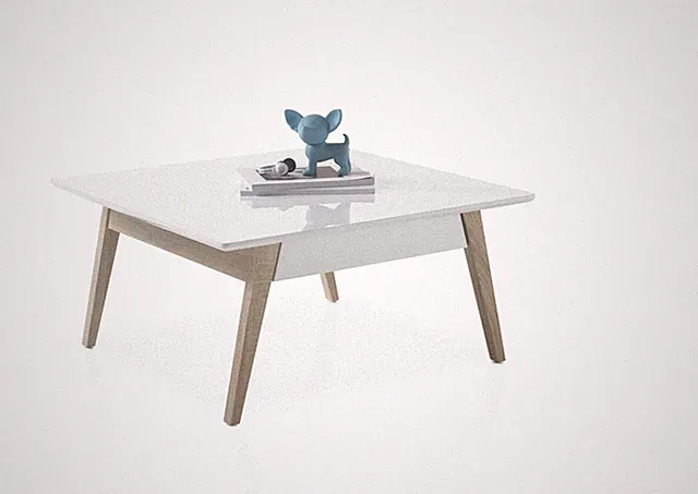 Couchtisch Beistelltisch Wohnzimmertisch Tisch Eiche Massiv weiß quadratisch 80