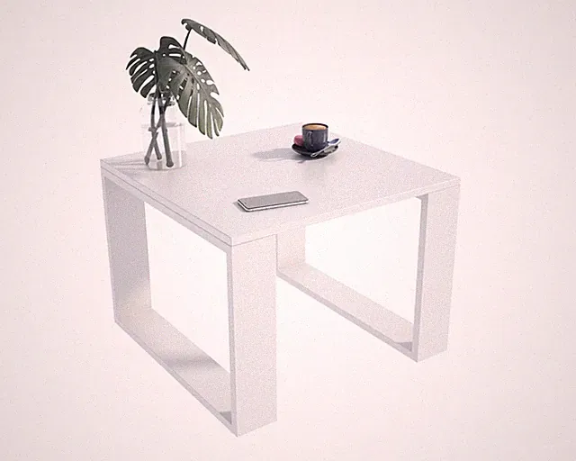 Couchtisch Bilbo Weiß Modern Minimalistisch Laminat Wohnzimmer Ablagetisch