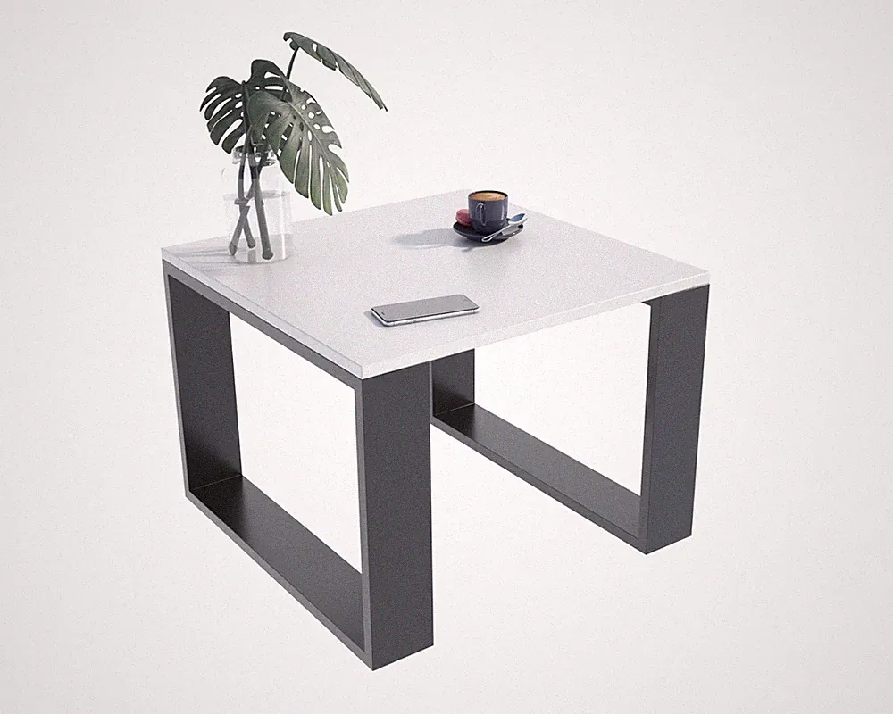 Couchtisch Bilbo Weiß Schwarz Modern Minimalistisch Laminat Wohnzimmer