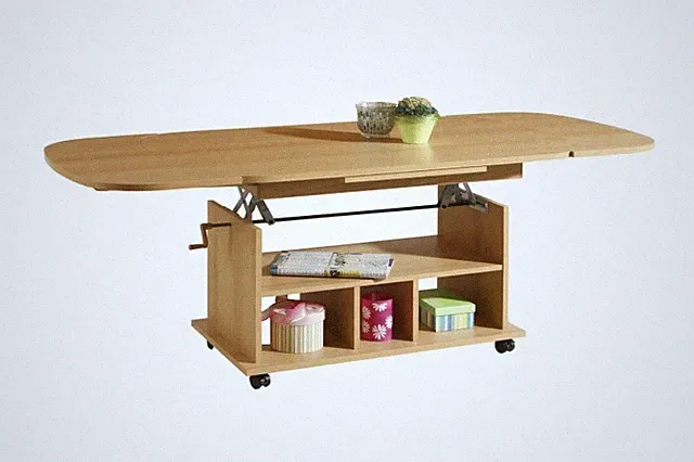 Couchtisch - Buche - höhenverstellbar - ausziehbar Sofatisch Wohnzimmertisch