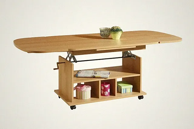 Couchtisch - Buche - höhenverstellbar - ausziehbar Sofatisch Wohnzimmertisch