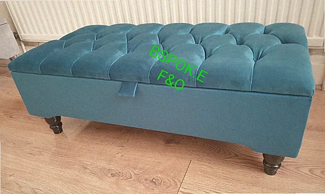 Couchtisch Chesterfield Fußhocker Aufbewahrung Ottomane Deckenbox aus weichem Samt