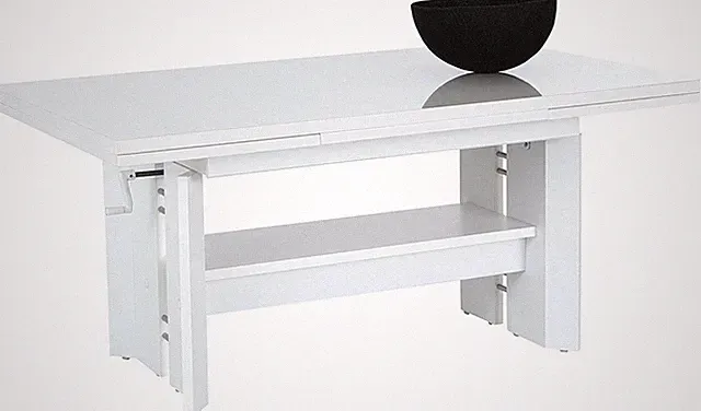 Couchtisch Dario | Dekor Weiß Glanz | höhenverstellbar | ausziehbar | Ablage