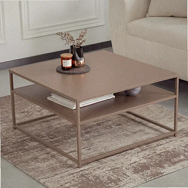 Couchtisch DURA STEEL - 70cm - greige - Metall Stahl - Ablagefach pflegeleicht