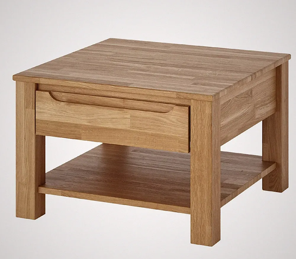 Couchtisch Eiche Massivholz 70x70 cm mit Schublade Wohnzimmertisch geölt