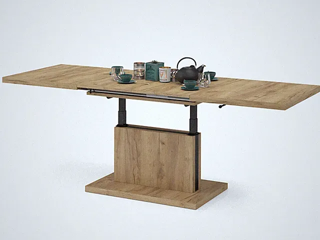 Couchtisch Esstisch höhenverstellbar ausziehbar 120–200 cm ASTONS Einlegeplatten