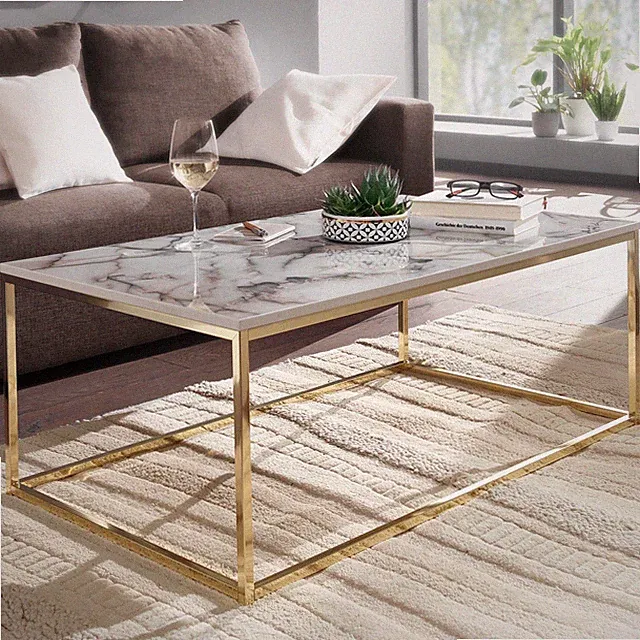 Couchtisch FineBuy Sofatisch Marmor Optik Weiß 100x60x40cm Wohnzimmertisch Tisch