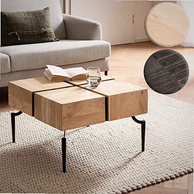 Couchtisch FineBuy Sofatisch Massivholz 60 cm Cube Wohnzimmertisch Quadratisch
