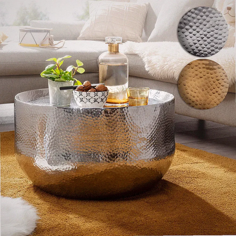 Couchtisch FineBuy Sofatisch Metall 60x60x35 cm Wohnzimmertisch Rund Tisch Klein