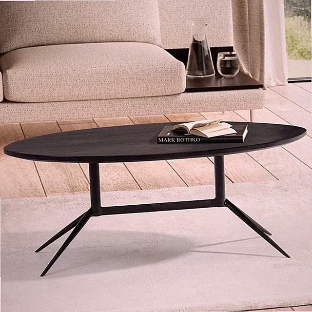 Couchtisch FineBuy Wohnzimmertisch Massivholz 90 cm Sofatisch Tisch Oval Modern