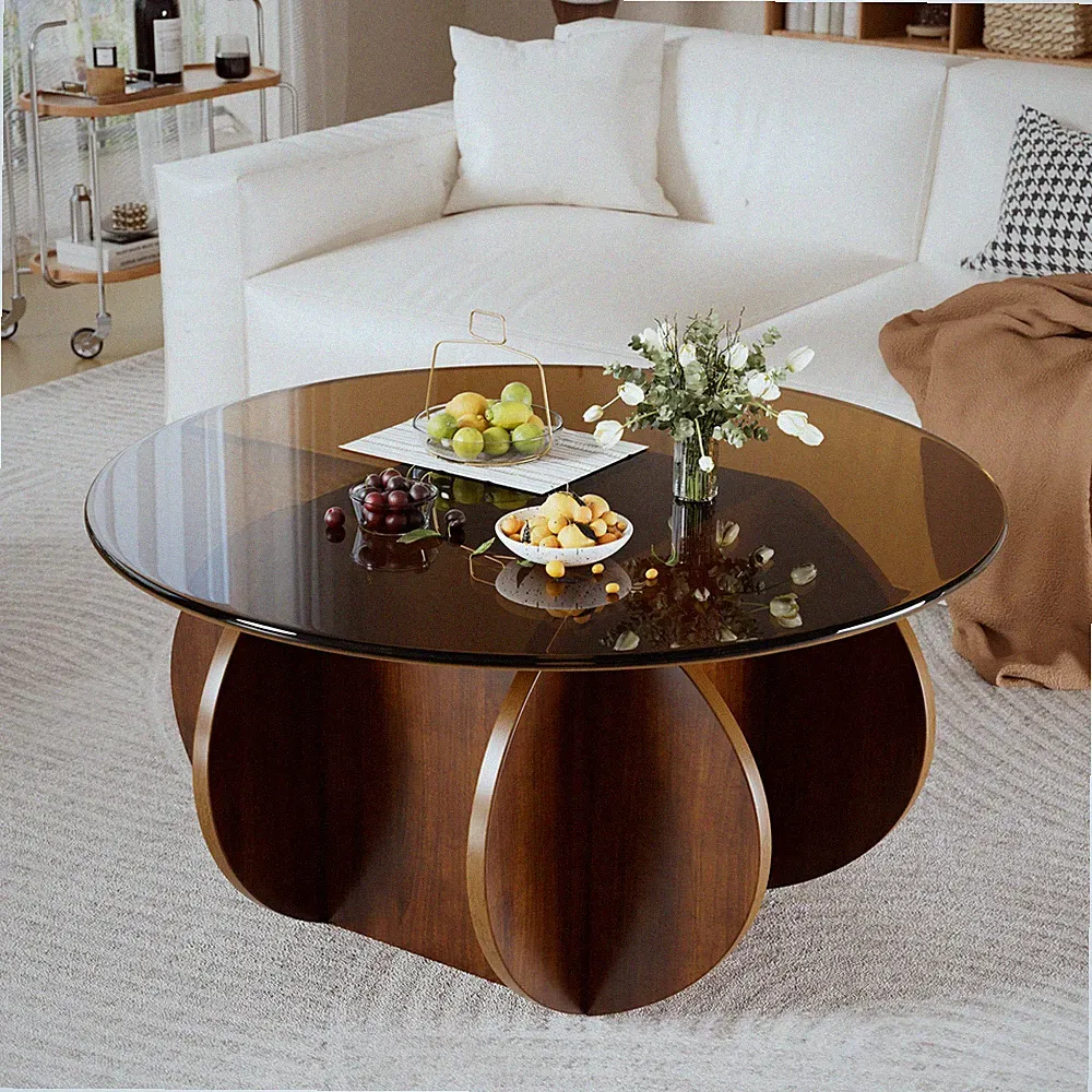 Couchtisch Glas Holz Wohnzimmertisch Modern Couchtische Wohnzimmer Tisch