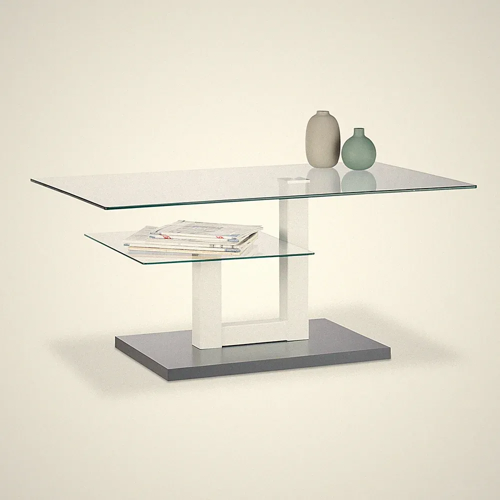 Couchtisch glas Rechteckiger Glastisch Moderner Abstelltisch stabil grau