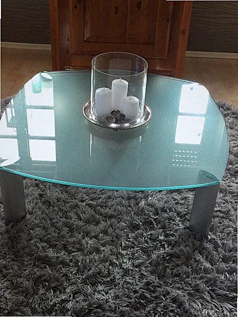 Couchtisch, Glastisch Ronald Schmitt, Glas satiniert, Wohnzimmer- Beistelltisch