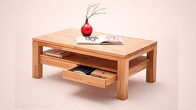 Couchtisch Gordon Wohnzimmertisch Kernbuche massiv geölt 2 Schubkästen 45 cm
