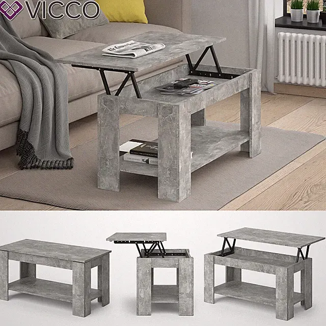 Couchtisch Höhenverstellbar Sofatisch Kaffetisch Wohnzimmer Lorenz Beton Vicco