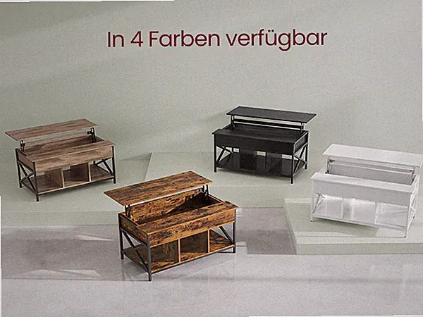 Couchtisch höhenverstellbar versteckter Stauraum 60 x 100/120 x (48-62) cm
