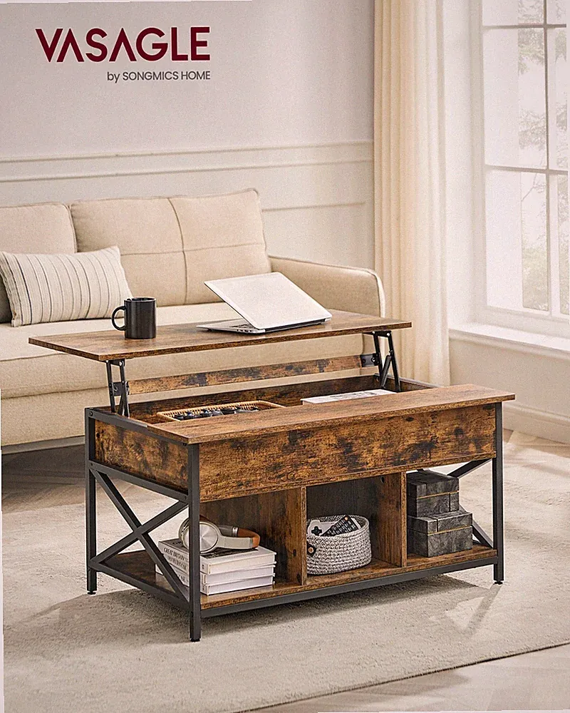 Couchtisch höhenverstellbarer Wohnzimmertisch 60 x 100 x (48-62) cm LCT205B01
