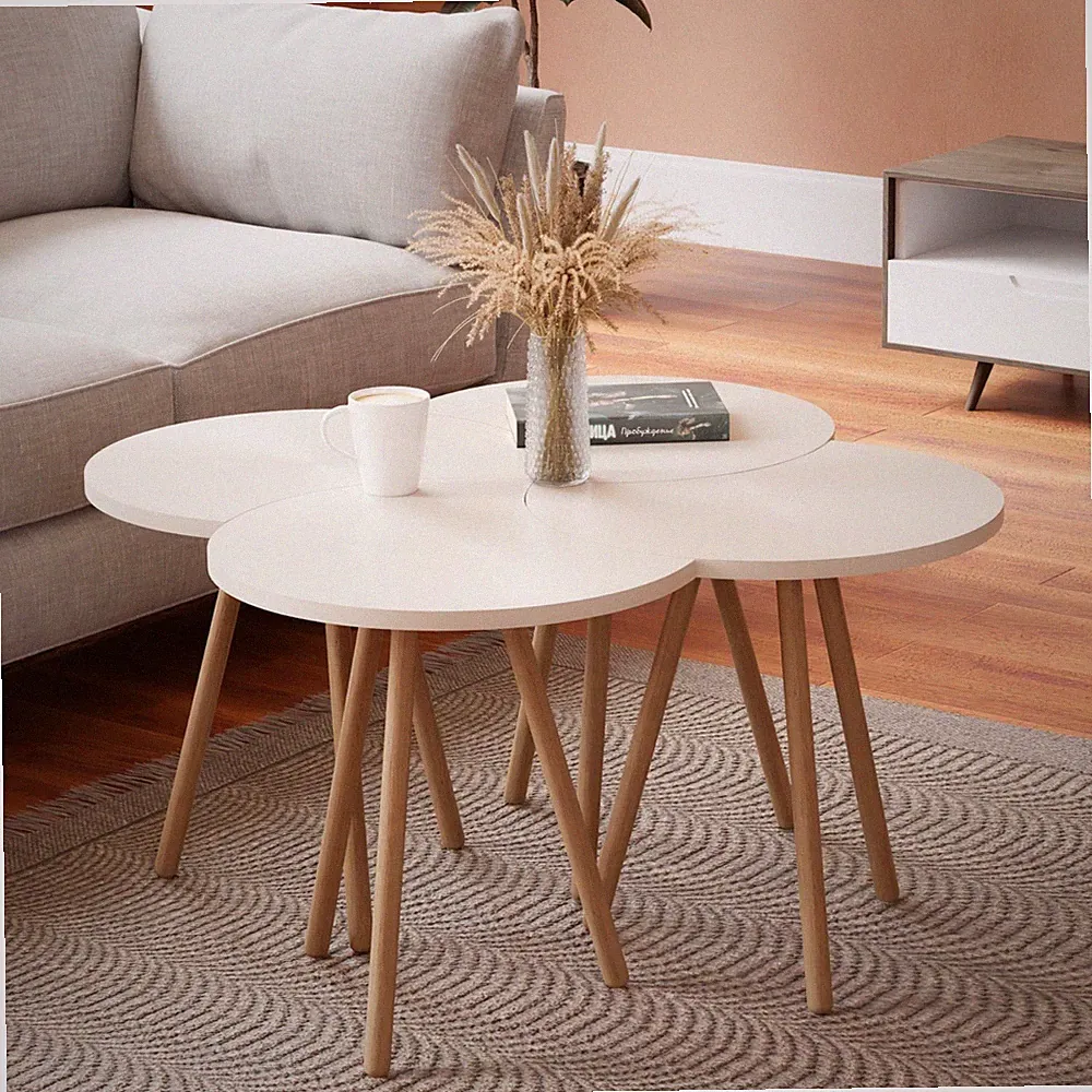 Couchtisch Højer im 4er Set 48 x 45 x 32 cm Weiß [en.casa]