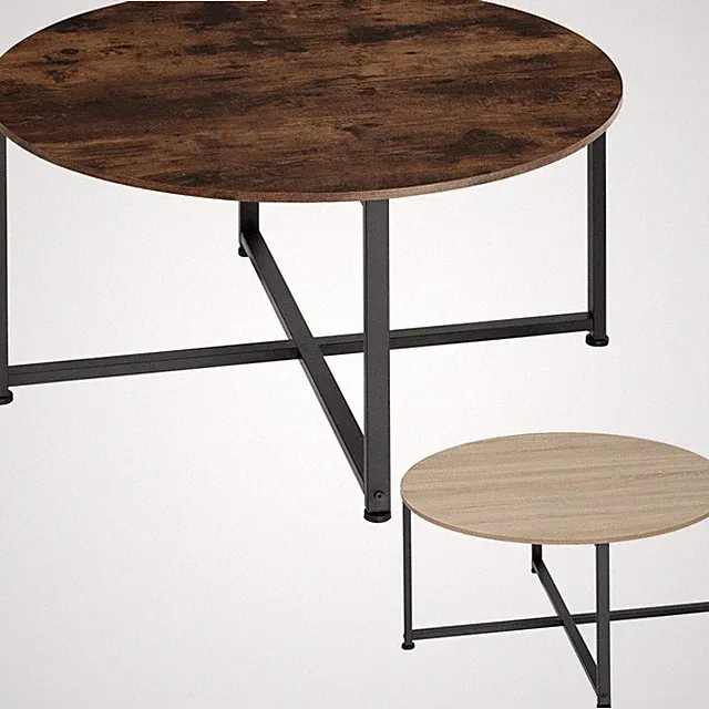 Couchtisch Holz Metall Wohnzimmertisch Sofatisch Industrial Tisch rund Ø 88,5 cm