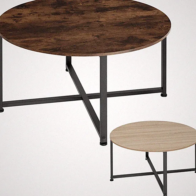 Couchtisch Holz Metall Wohnzimmertisch Sofatisch Industrial Tisch rund Ø 88,5 cm