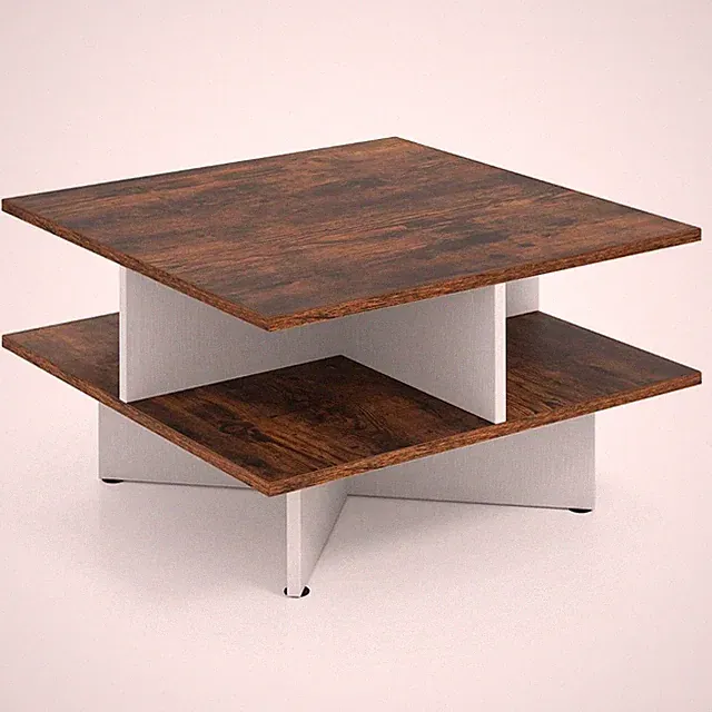 Couchtisch Holz Quadratischer Wohnzimmertisch Mit 4 Ablagefächern Rustikales Bra