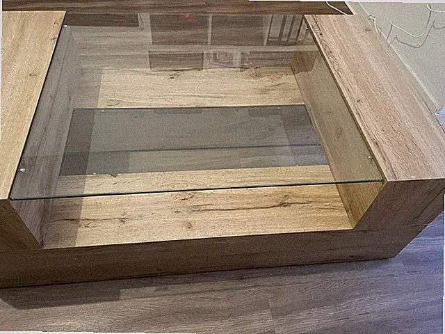 couchtisch holz Und Glas Wie Neue
