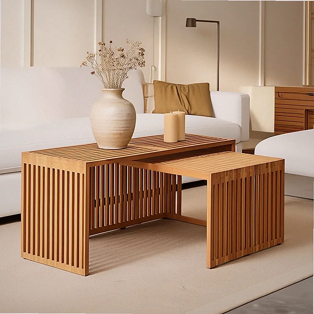 Couchtisch Holztisch Wohnzimmer Teak Natur Massivholzmöbel Echtholz