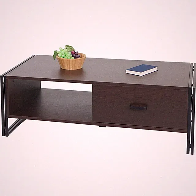 Couchtisch HWC-A27, Beistelltisch 41x120x60cm 3D-Struktur Metall MDF dunkelbraun