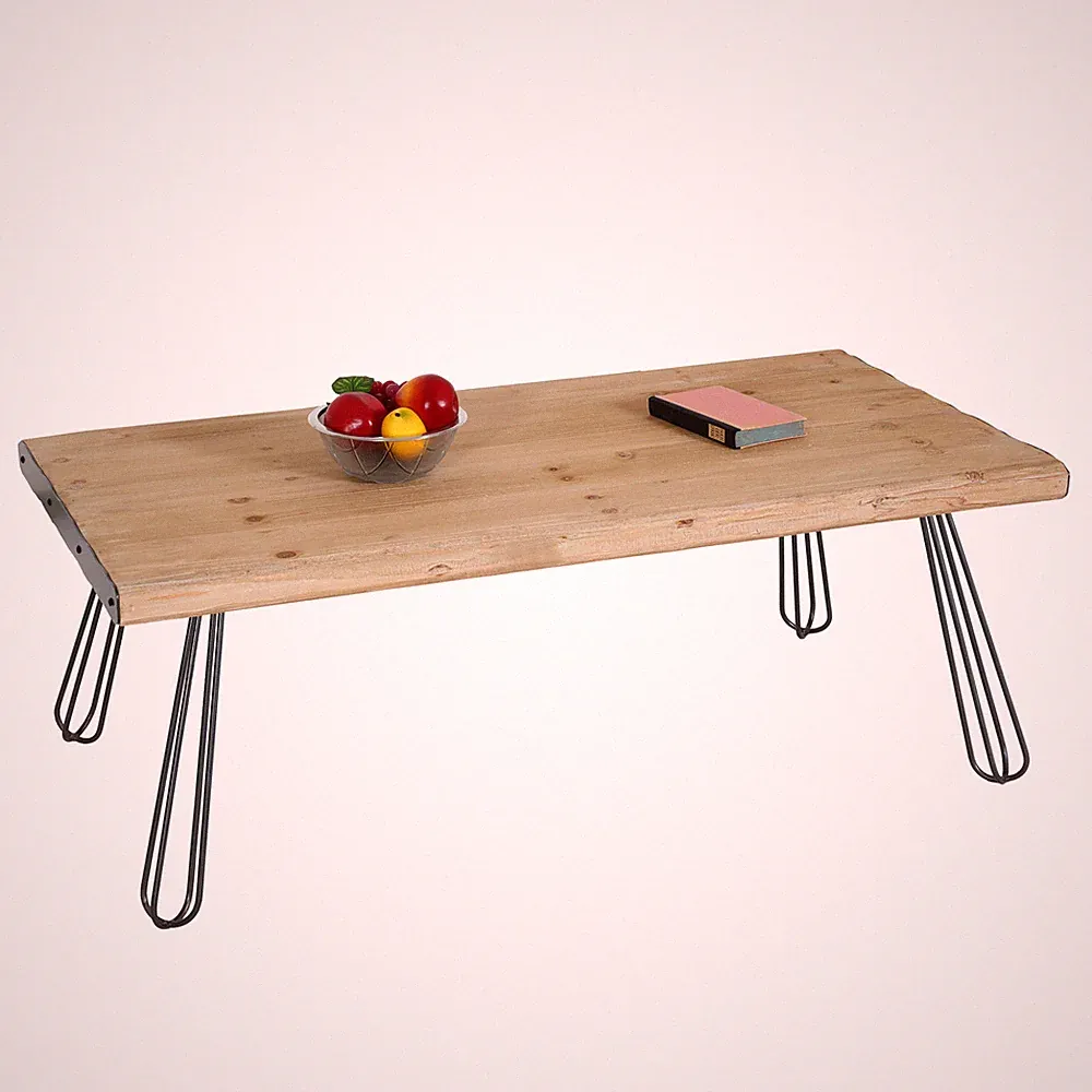 Couchtisch HWC-L73, Tisch Wohnzimmertisch, Industrial Massiv-Holz 120x60cm